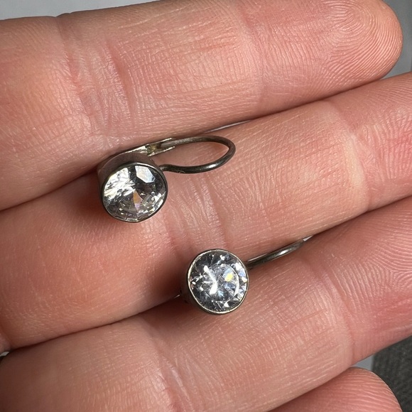 Elegant Vintage Sterling Silver Crystal Earrings